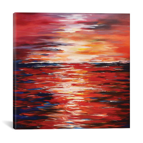 Abstract Landscape In Red // Radiana Christova (18"H x 18"W x 0.75"D)