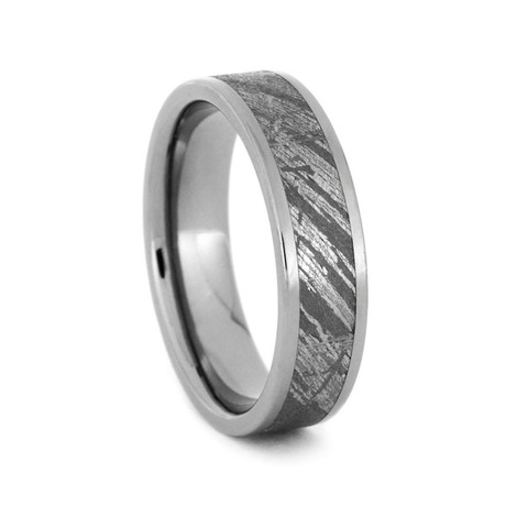 Meteorite Ring // Polished Titanium Band (Size 6.5)