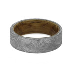 Whiskey Barrel Oak Ring // Meteorite Overlay (Size 6.5)