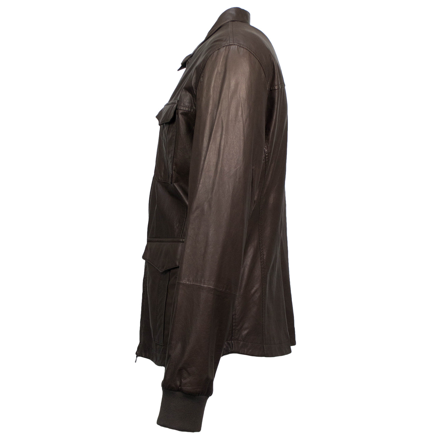 Brunello Cucinelli // Leather Double-Zip Field Jacket // Brown (Euro ...