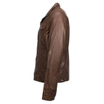 Brunello Cucinelli // Men's Leather Full Button Jacket // Brown (Euro: 48)