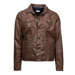 Brunello Cucinelli // Men's Leather Full Button Jacket // Brown (Euro: 50)