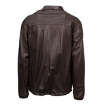 Mens Leather Double-Zip Jacket // Brown (Euro: 48)