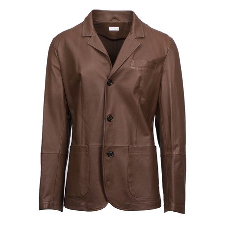 Mens Leather Jacket // Brown (Euro: 48)