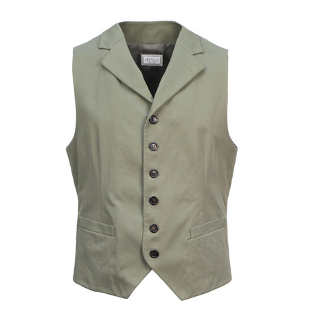 Brunello Cucinelli // Men's Waistcoat Vest // Green (Euro: 54)
