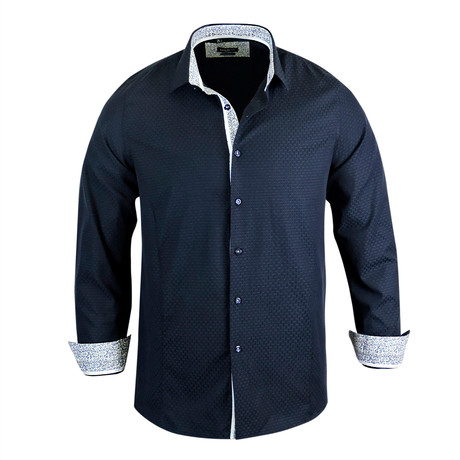 Ronny Modern Fit Long-Sleeve Dress Shirt // Navy (S)