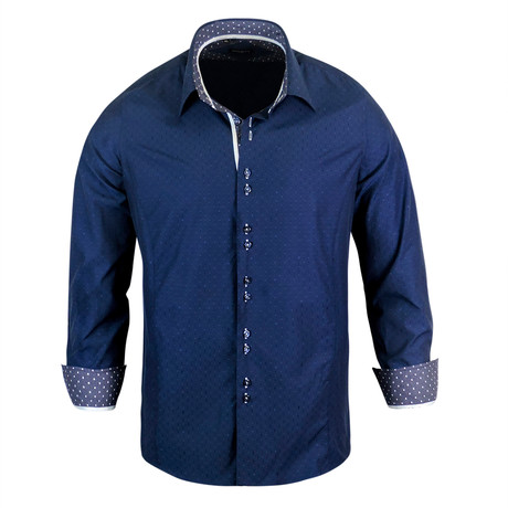 Tristan Modern Fit Long-Sleeve Dress Shirt // Navy (S)