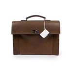 Brunello Cucinelli // Osvaldo Leather Business Briefcase Bag // Brown