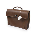 Brunello Cucinelli // Osvaldo Leather Business Briefcase Bag // Brown