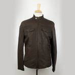 Brunello Cucinelli // Leather Zip-Up Field Jacket // Brown (Euro: 52)
