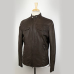 Brunello Cucinelli // Leather Zip-Up Field Jacket // Brown (Euro: 52)