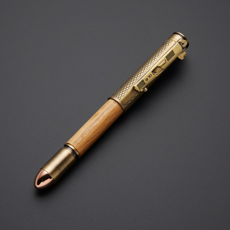 Bourbon Barrel .45 Caliber Bullet Antique Brass Pen