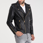 Carter Leather Jacket // Black + Gold (2XL)