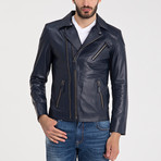 Harlow Leather Jacket // Dark Blue (S)