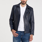 Harlow Leather Jacket // Dark Blue (S)