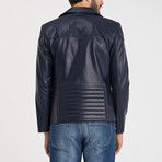 Harlow Leather Jacket // Dark Blue (3XL)