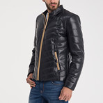 Mason Leather Jacket // Navy Blue (L)