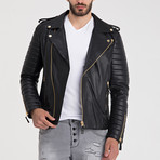 Beckett Leather Jacket // Black + Gold (2XL)