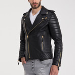 Beckett Leather Jacket // Black + Gold (M)