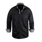 Mikey Modern-Fit Long-Sleeve Men's Dress Shirt // Black (L)
