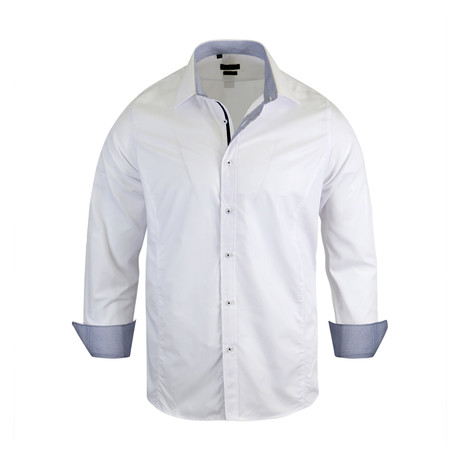 Mikey Modern-Fit Long-Sleeve Men's Dress Shirt // White (S)