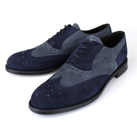Canali // Suede Wingtip Oxford // Blue (US: 7)