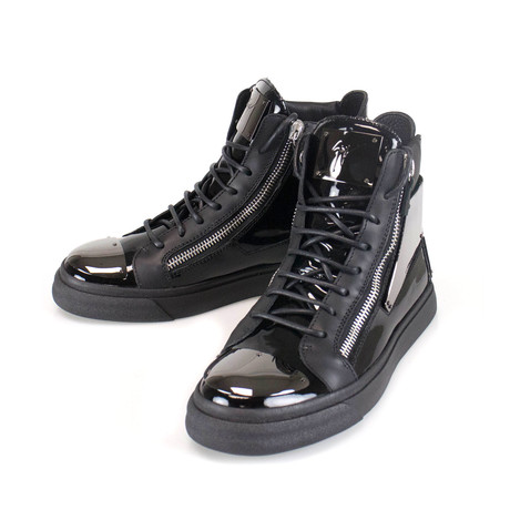 Giuseppe Zanotti // London Vernice Hi-Top Sneakers // Black (US: 6)
