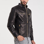 Arlo Leather Jacket // Black + Gold (S)