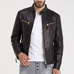 Arlo Leather Jacket // Black + Gold (XL)