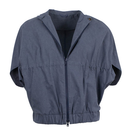 Womens Short Sleeve Zip-Up Jacket // Blue (Euro: 40)