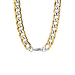 Linear Cut Curb Link Necklace // Yellow + White