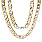 Linear Cut Curb Link Necklace // Yellow + White