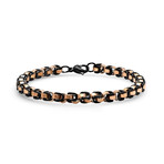 Black IP + 18k Rose Gold Plated Byzantine Chain Link Bracelet