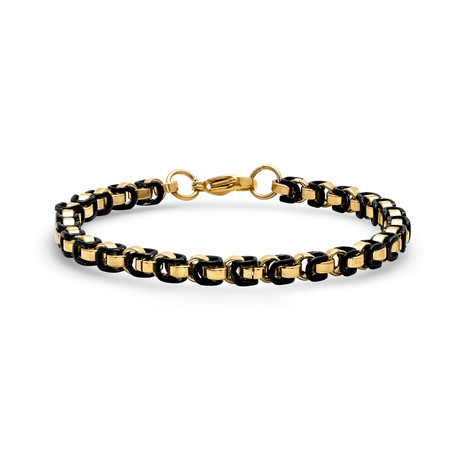 Black IP + 18K Gold Plated Byzantine Chain Link Bracelet