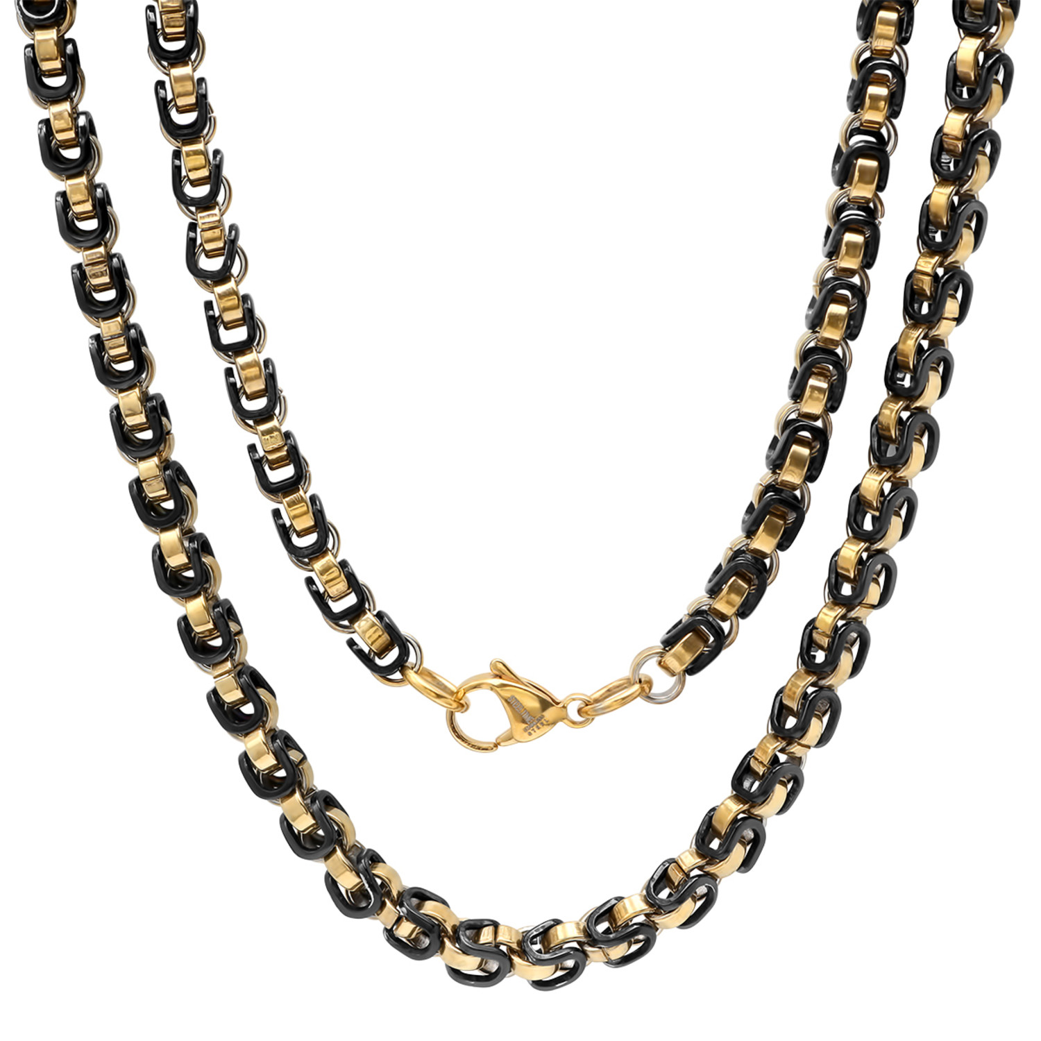 Black IP + 18K Gold Plated Byzantine Chain Link Necklace - HMY Jewelry ...