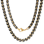 Black IP + 18K Gold Plated Byzantine Chain Link Necklace