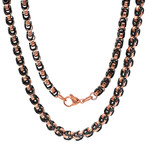 Black IP + 18k Rose Gold Plated Byzantine Chain Link Necklace