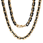 Black IP + 18k Gold Plated Square Rolo Chain Link Necklace