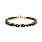 Black IP + 18k Gold Plated Square Rolo Chain Link Bracelet