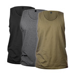 Tank Top // Black + Olive + Charcoal // 3 Pack (2XL)