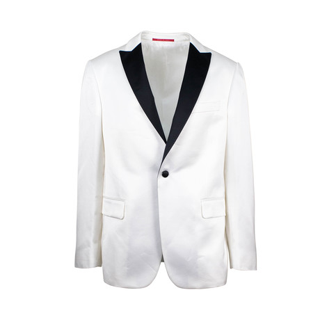 Pal Zileri // Wool Blend 1 Button Tuxedo Sport Coat // White (Euro: 44)