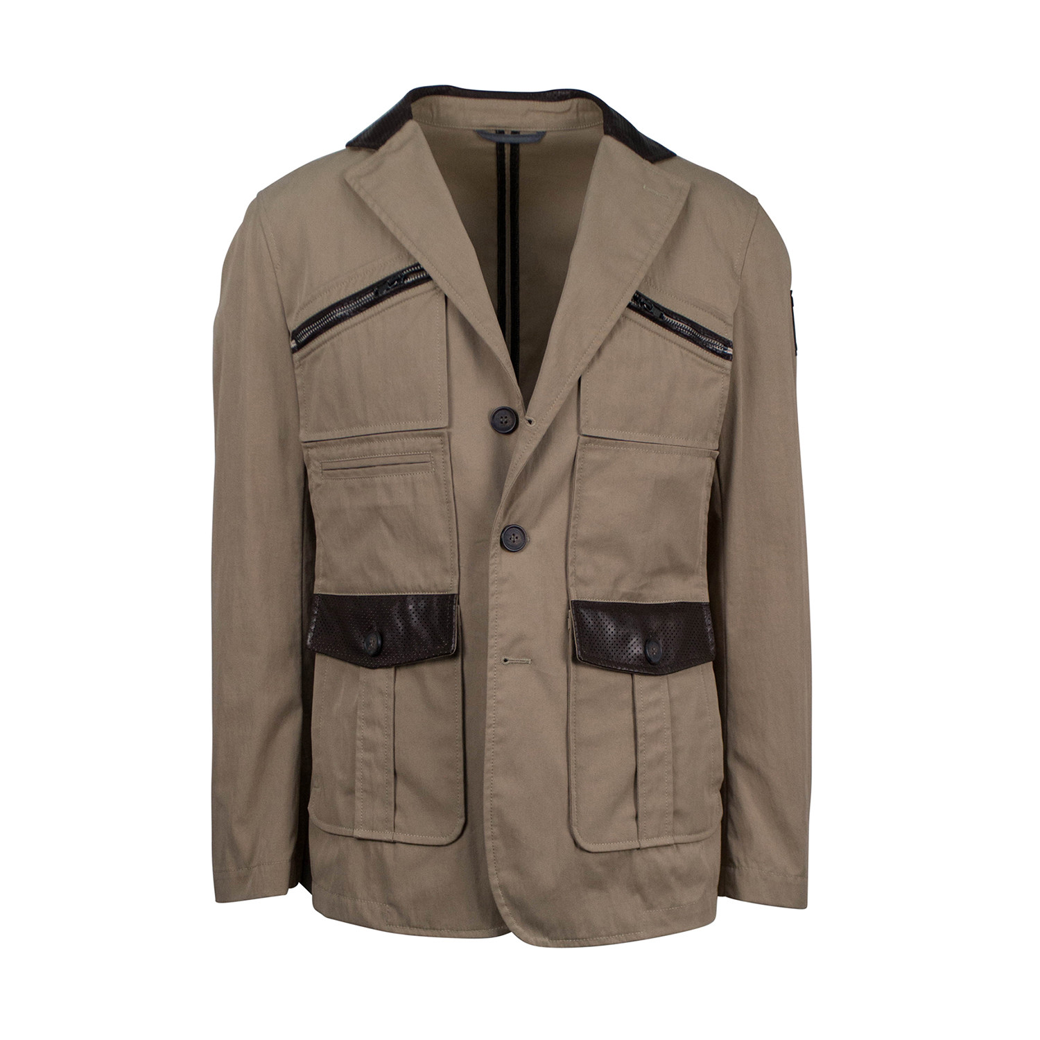 Pal Zileri // Cotton + Leather Trimmings Jacket // Brown (Euro: 50 ...