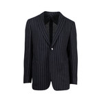 Pal Zileri // Striped Linen Blend 2 White Button Sport Coat // Black (US: 50R)