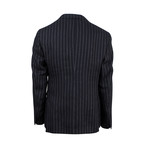 Striped Linen Blend 2 Black Button Sport Coat // Black (Euro: 44)