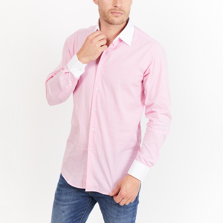 Garret Button-Up // Pink + White (S)