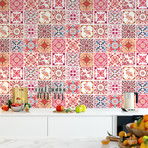 Moroccan Rose Red Mosaic // Wall Sticker