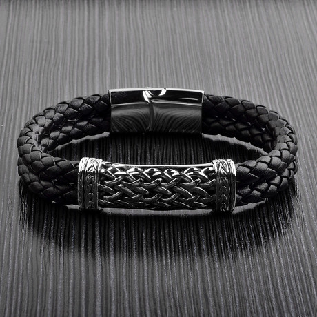 Antiqued Braided Leather // Black
