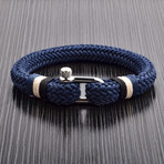 Woven Cotton Cord Screw Clasp // Blue