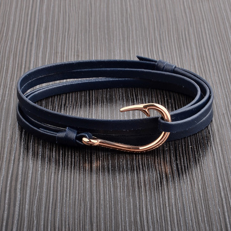 Hook Clasp // Navy + Rose Gold