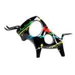 Charging Poised Bull Figurine (Black SPLAT!)